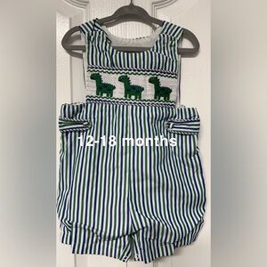 12-18 month baby boy Dinosaur Jon Jon, romper, blue and green